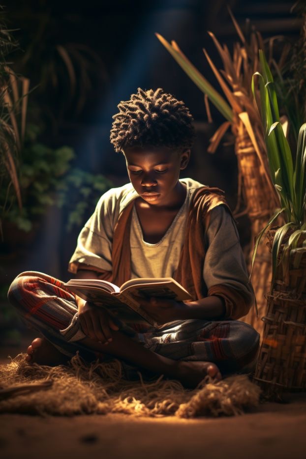 Enfant lisant avec détermination